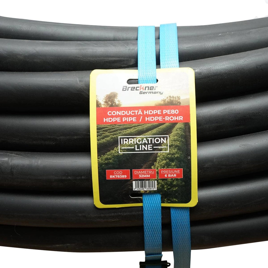 TUBO ∅32 MM. - 100 mt. PER IRRIGAZIONE, Tubo per irrigazione SENZA FORI 100 mt. ∅32 MM. BRECKNER GERMANY