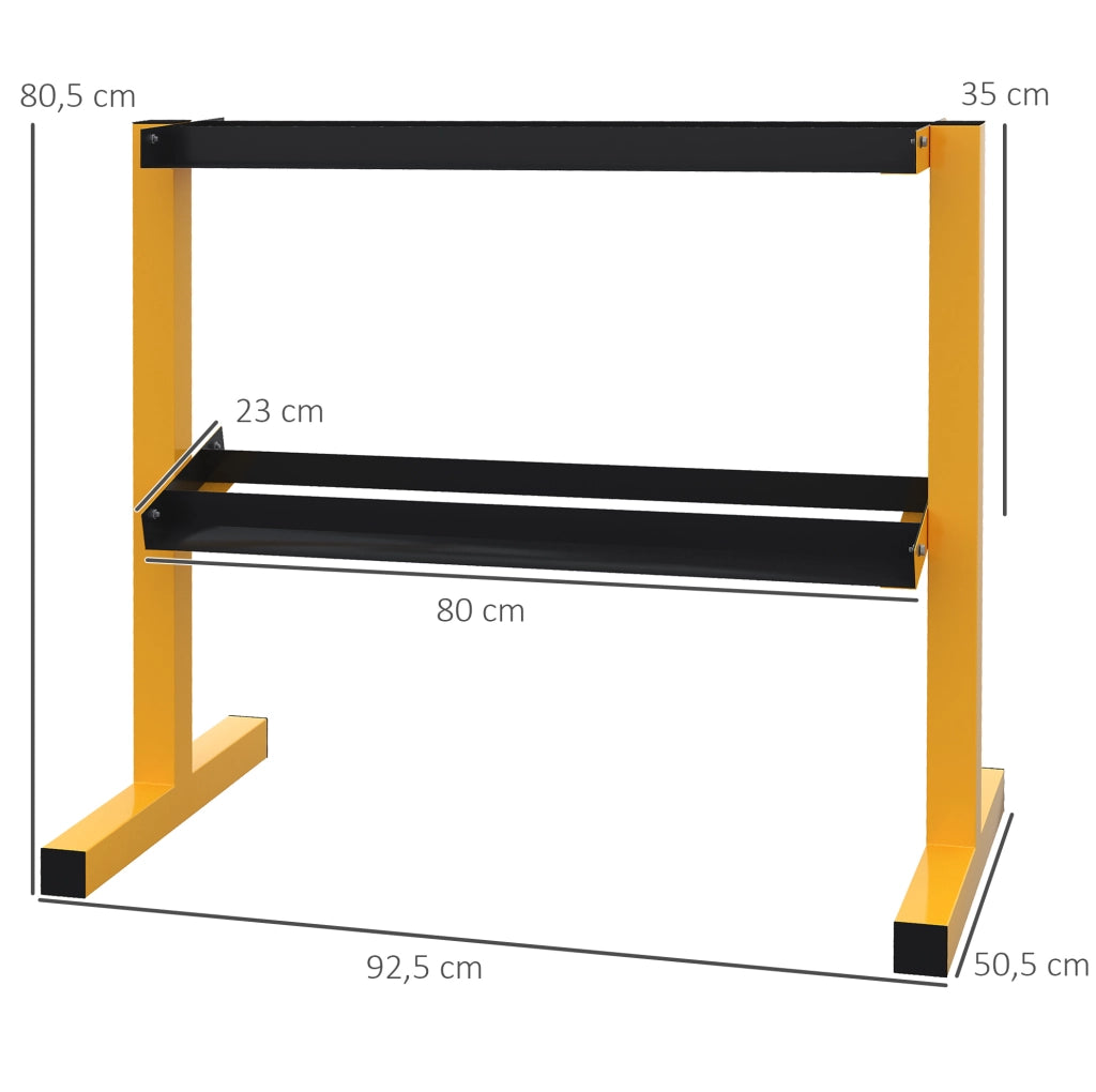 Rastrelliera per manubri 92,5x50,5x80,5 cm gialla in acciaio, 2 ripiani