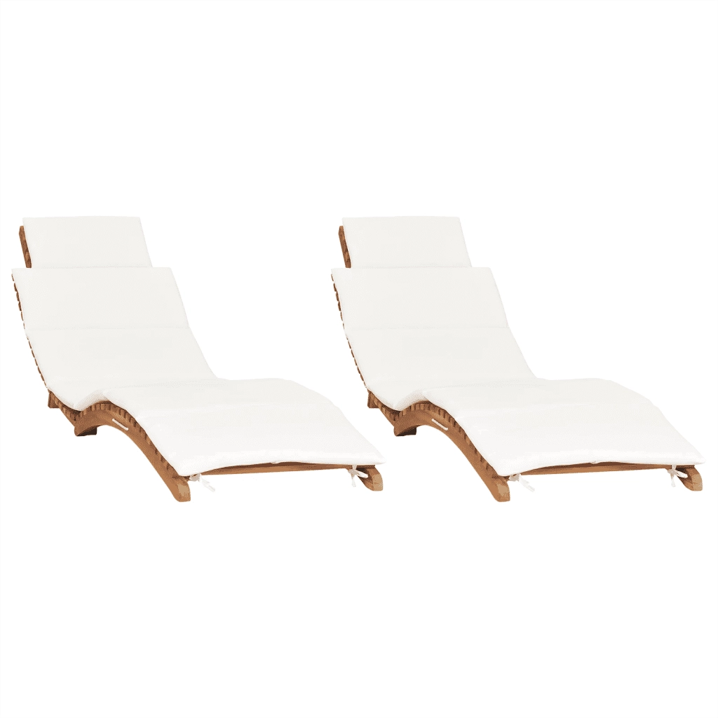Lettini Prendisole 2 pz con Cuscini in Legno Massello di Teak 3143633