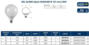 Lampada ai l.fredda fluor. globo gel301c2 e27 23w compatte decor