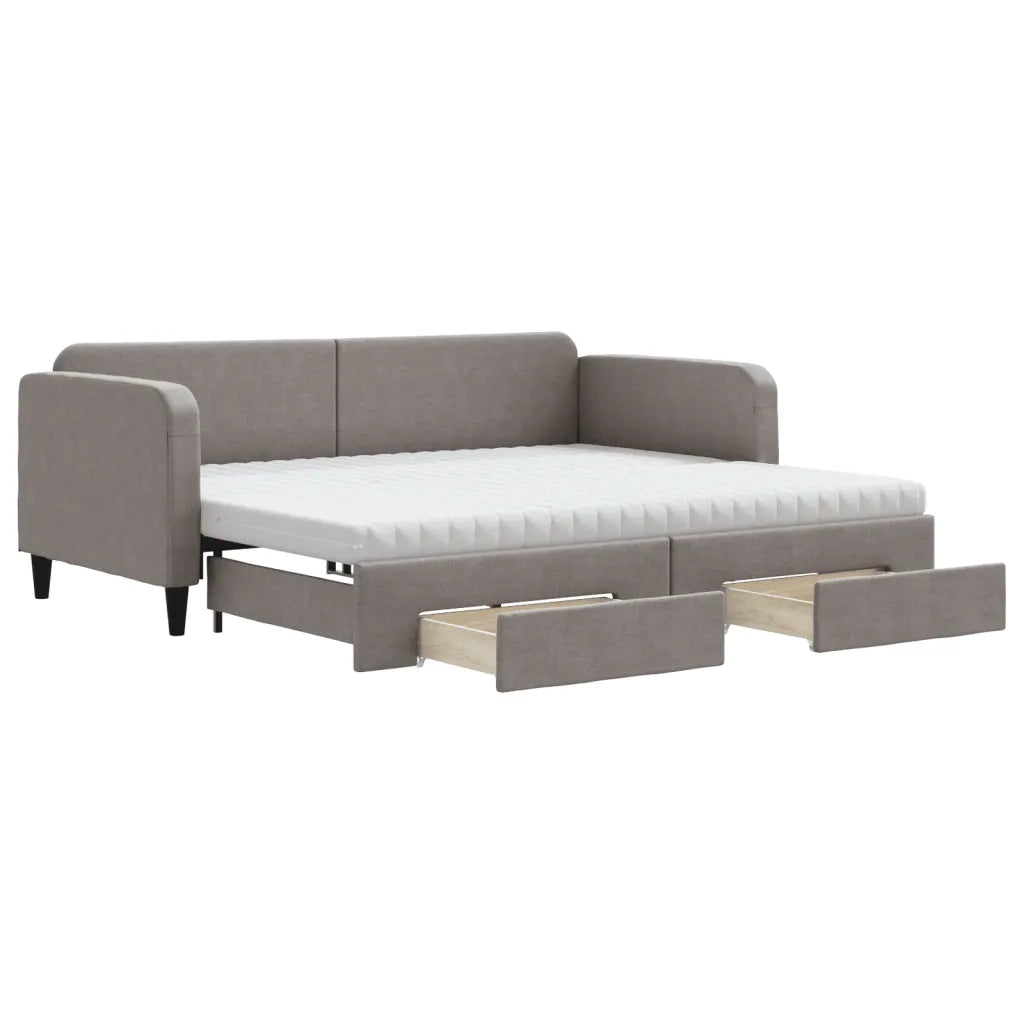 Divano Letto Estraibile con Cassetti Tortora 90x200 cm Tessuto 3196873