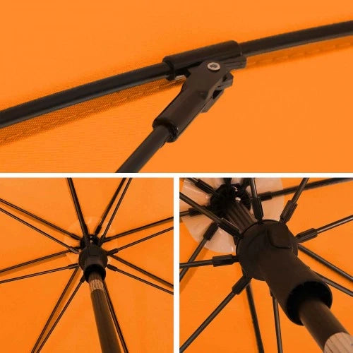 Ombrellone dritto con 50 stecche in fibra di vetro copertura in poliestere inclinabile con borsa per il trasporto per terrazza giardino balcone spiaggia diametro 160 cm arancione 12_0000799