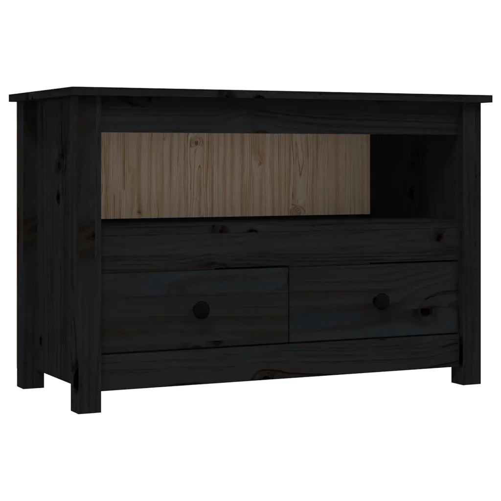 Mobile Porta TV Nero 79x35x52 cm in Legno Massello di Pino 821501