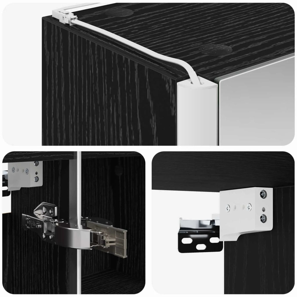 Mobiletto per specchio da bagno Rovere Nero 63,5 x 15,5 x 70 cm 889240