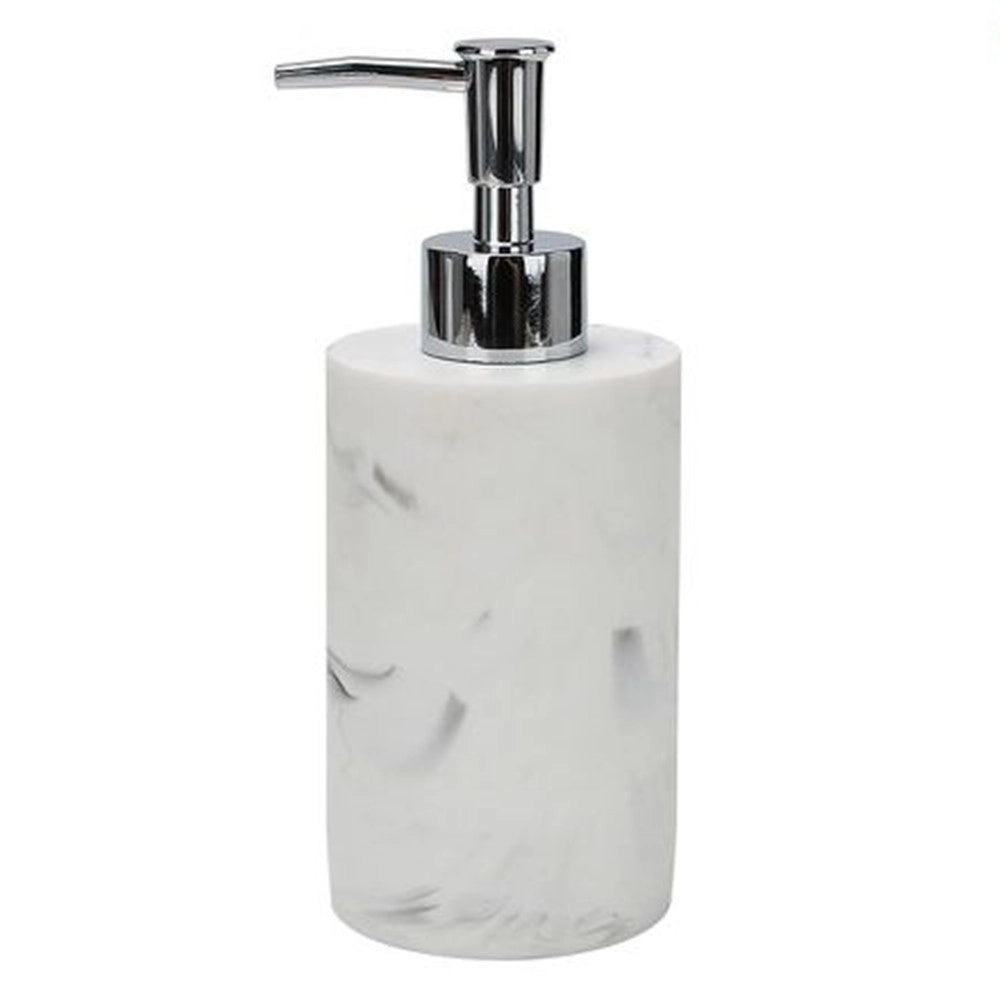 Trade Shop - Dispenser Dosatore Sapone Liquido Accessorio Bagno Arredo Effetto Marmo Bianco 87829 -