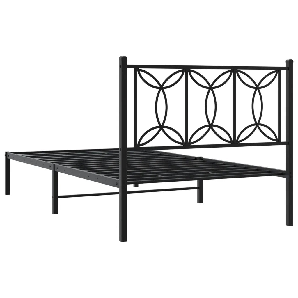 vidaXL Giroletto con Testiera Metallo Nero 100x200 cm