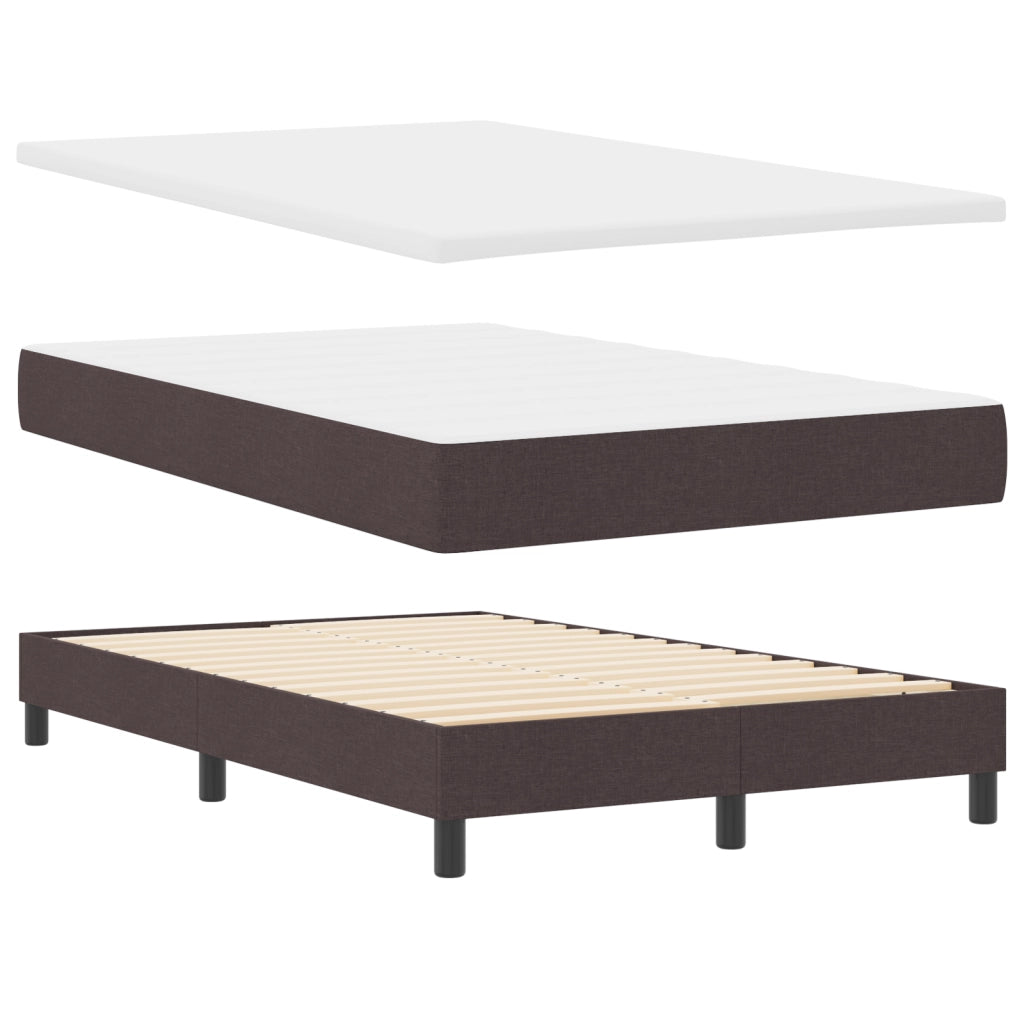 Letto a Box Spring con Materasso e Panchina Marrone Scuro 120x190 cm Tessuto