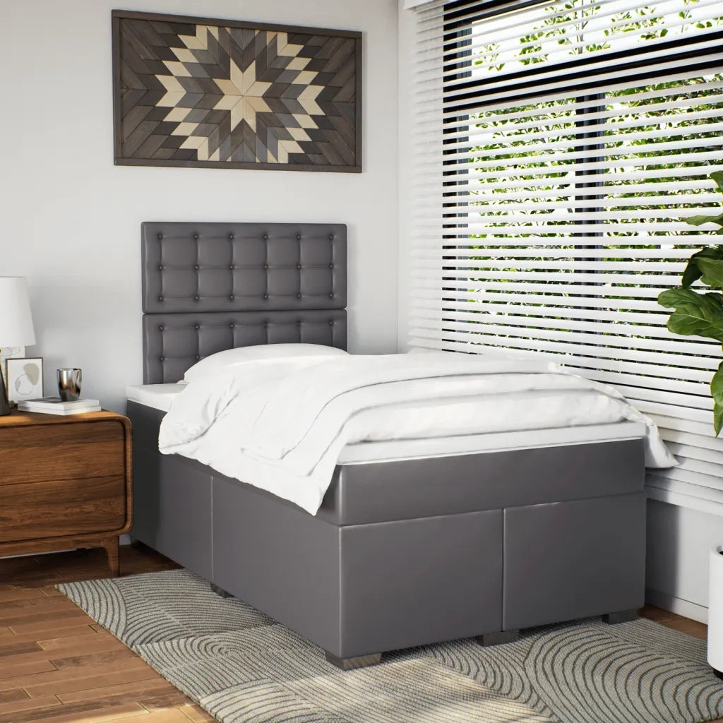 Giroletto a Molle con Materasso Grigio 120x190 cm in Similpelle 3293014