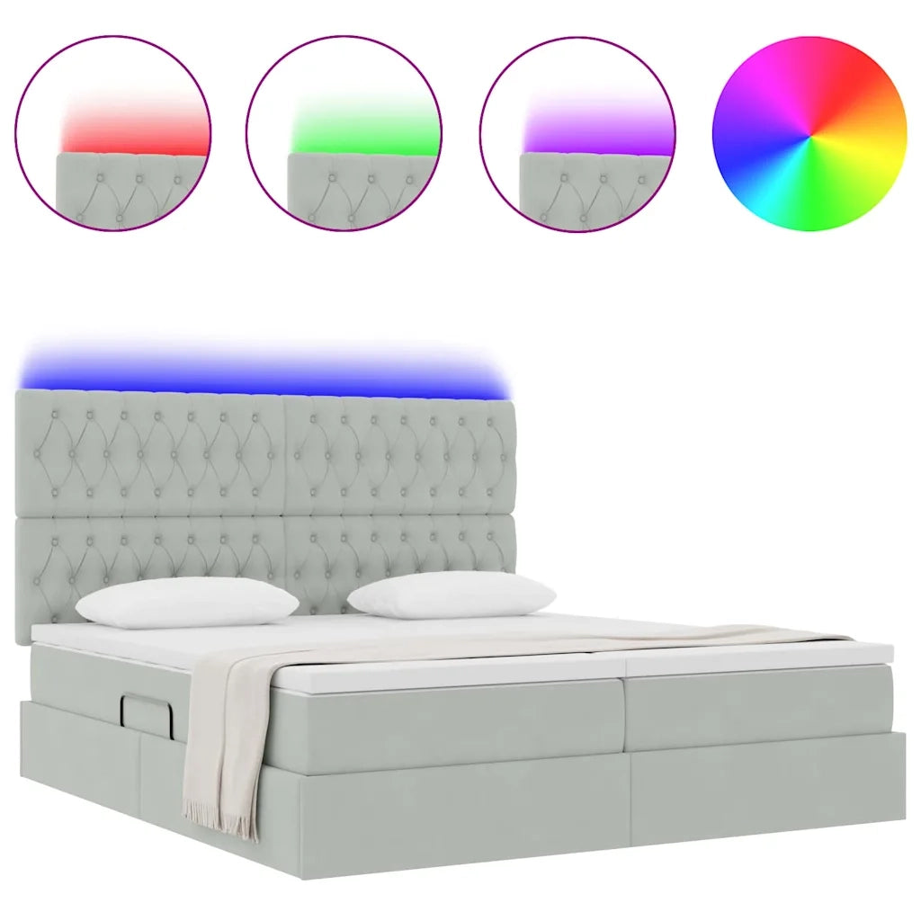Letto con testiera Grigio chiaro 180 x 200 cm Velluto
