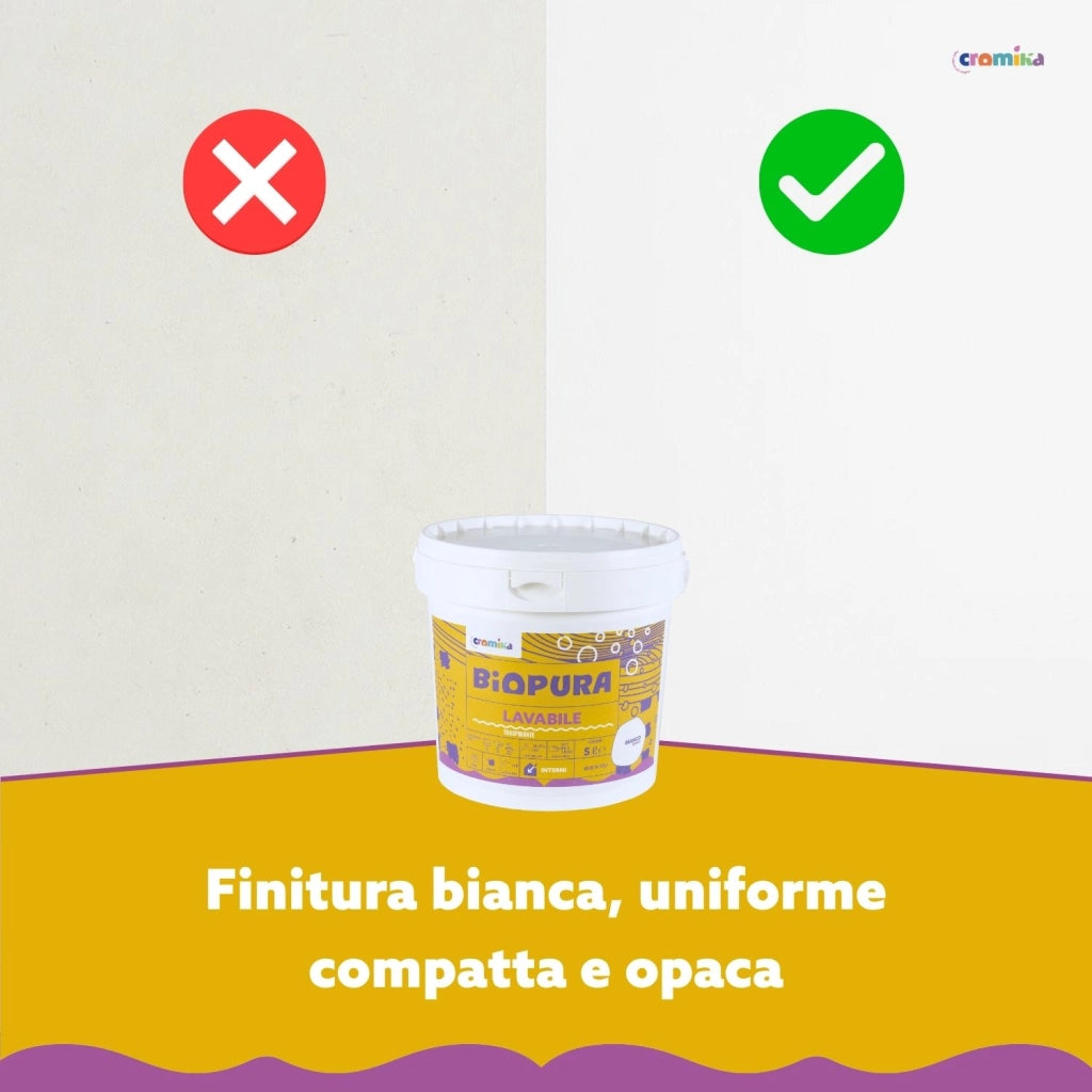 Superpittura lavabile traspirante interni alta copertura linea biopura cromika *** formato 5 lt, confezione 1