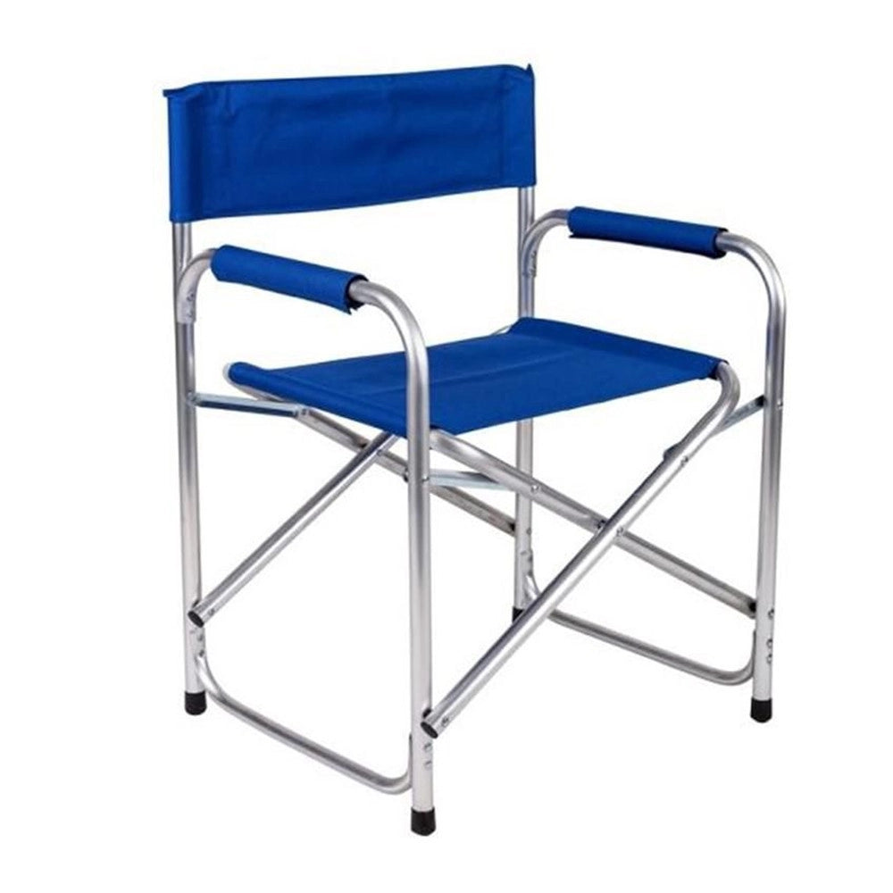 Trade Shop - Sedia Regista Blu Pieghevole In Ferro Per Campeggio Mare Spiaggia Giardino 285007 -