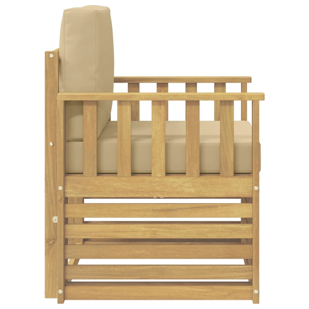 2 Pezzo Set di divani da esterno Poliestere Bianco e Beige