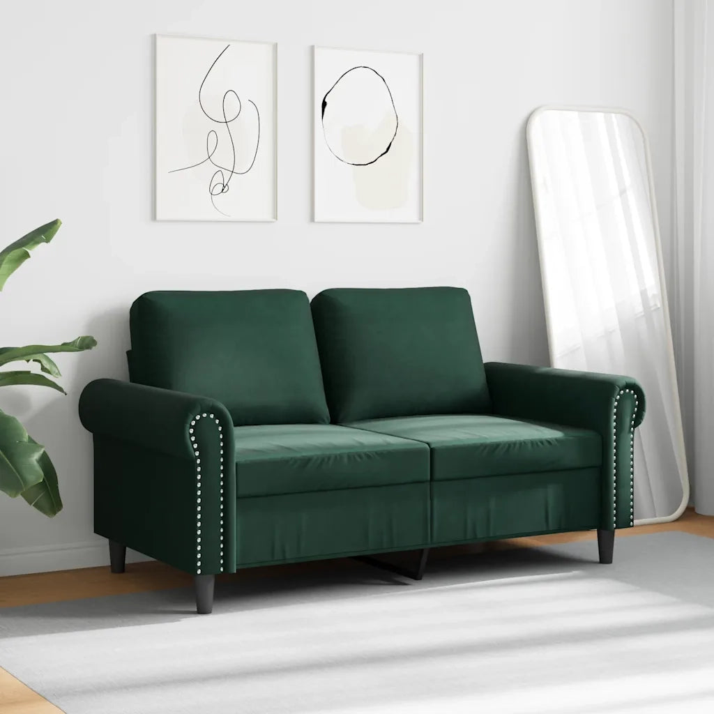 Divano a 2 Posti-Sofa 2 Posti Verde Scuro 120 cm in Velluto 151017