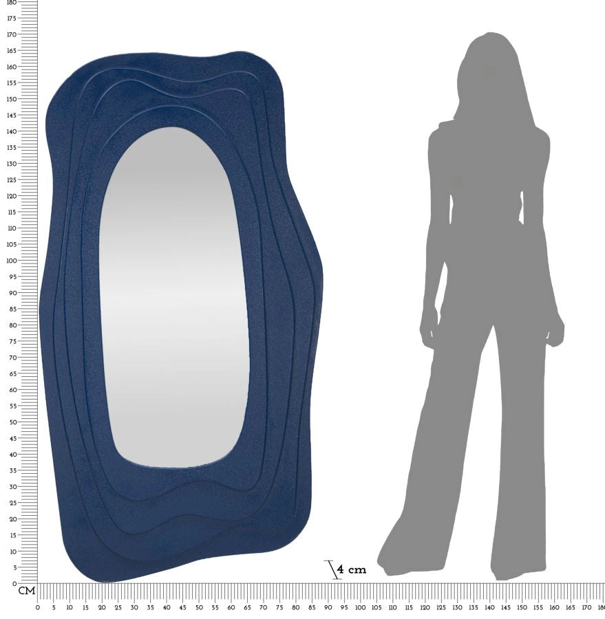 Specchio da Muro Dafne Blu 90x4x165 cm in MDF e Specchio Blu