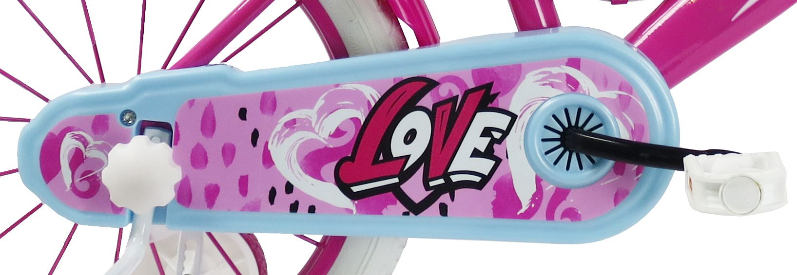 SCH HEART 16", bicicletta per bambini, adatta tra i 5 e i 7 anni, per altezza tra 105 e 135 cm, con cestino, campanello 