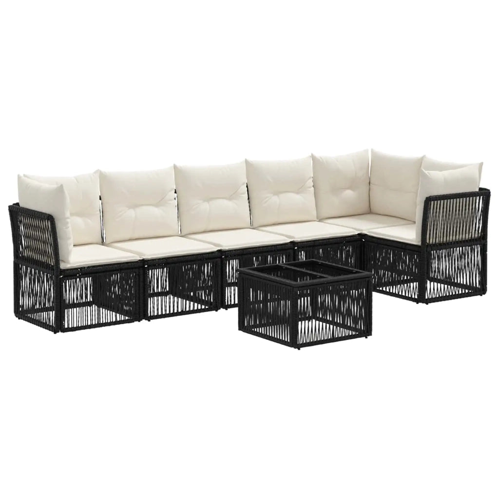 Set Divano da Giardino 7 pcs Nero polyrattan