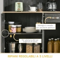 Credenza Cucina Alto con Cassetti e Armadietti, Mobile Dispensa Alto in Legno,101x39x180 cm, Nero | Aosom Italy