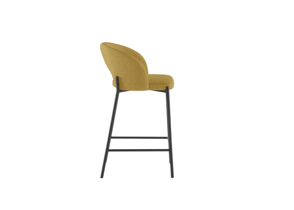 Sgabello Cucina Greta in Tessuto Giallo con Gambe in Metallo Antracite - Set da 2 Sgabelli Design Moderno - Om/394/SGI