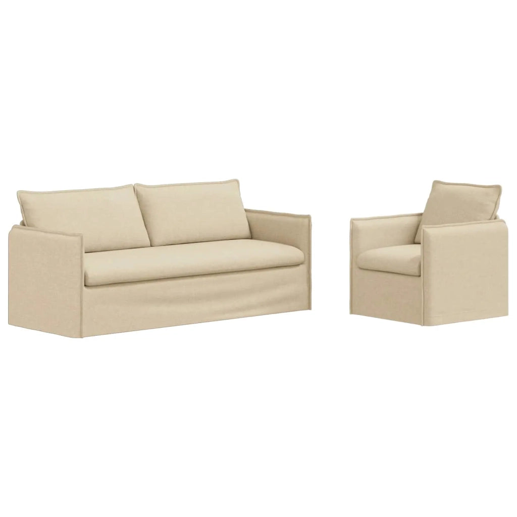 Set di divani 2 pcs Crema 196 x 82 x 85 cm Tessuto