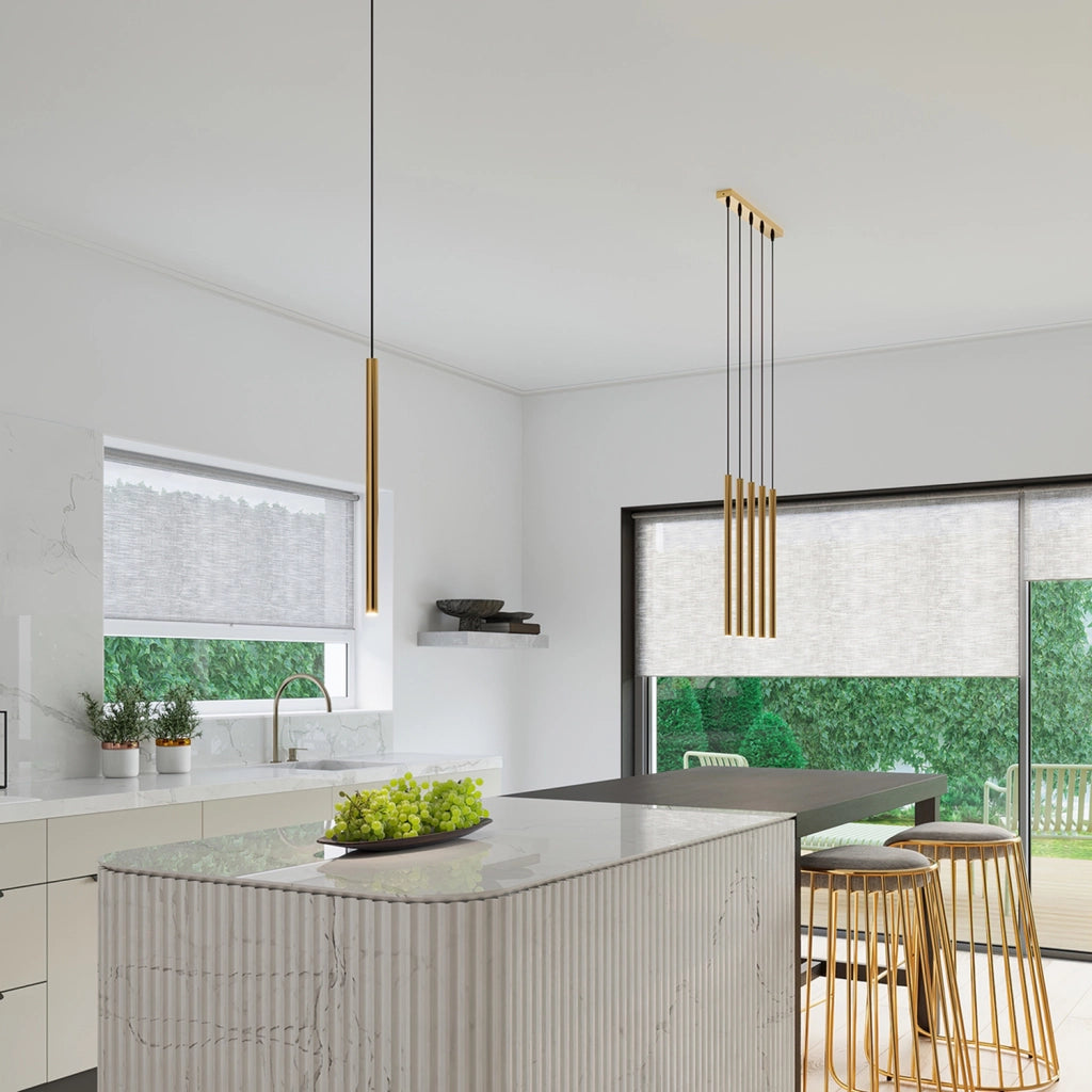 Lampada da soffitto in acciaio dorato a 5 luci verde oceano PATELO, design moderno