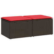 Set Divano Giardino 4 pz | Set Salotto da Giardino con Cuscini Marrone Polyrattan Acacia