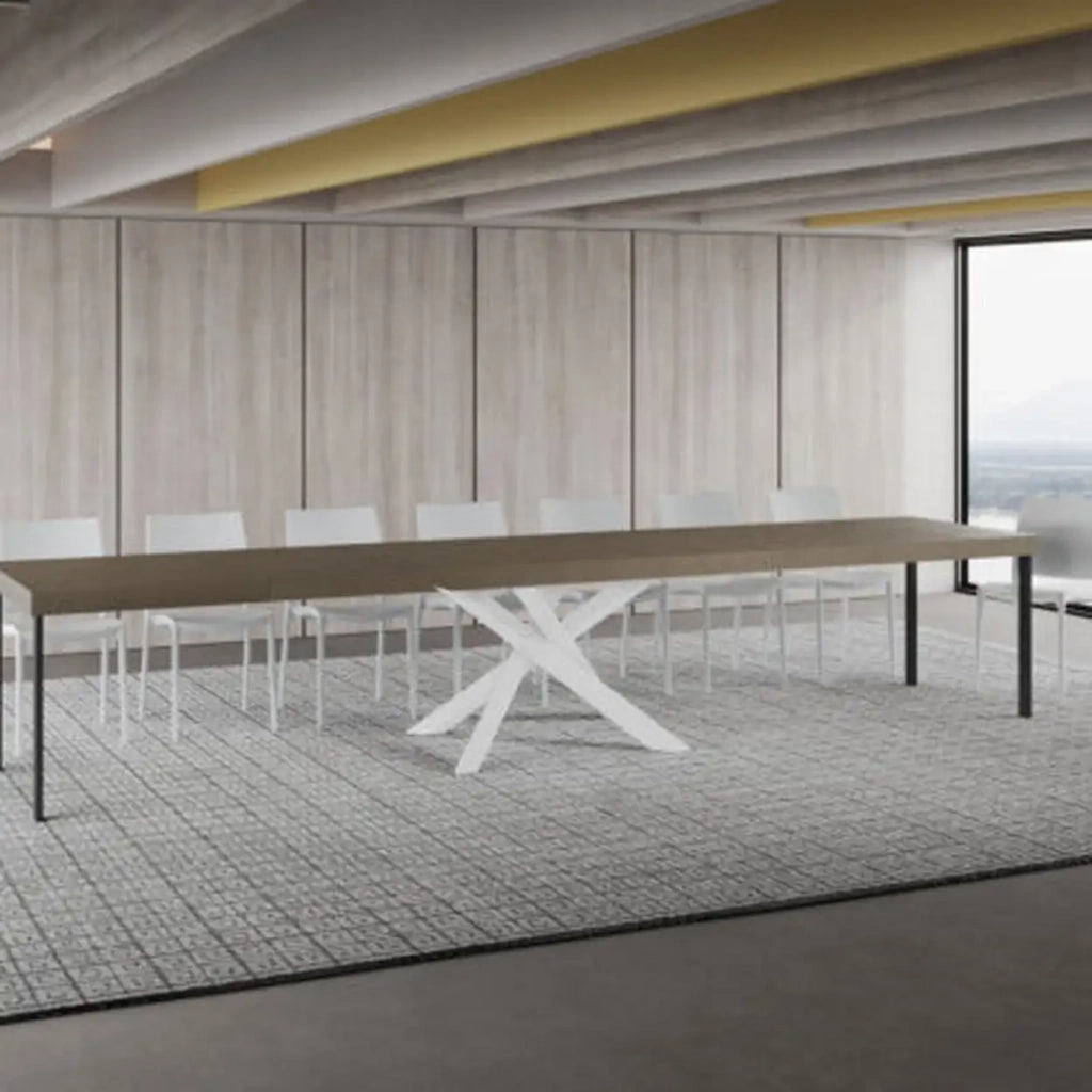 Tavolo allungabile 160/420x90 cm Volantis Premium tortora gambe bianche