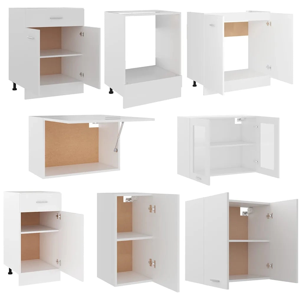 Set Armadi da Cucina 8 pz Lyon Bianco in Legno Multistrato