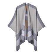 Nuovo scialle/scialle double-face, elegante mantello a righe per donna