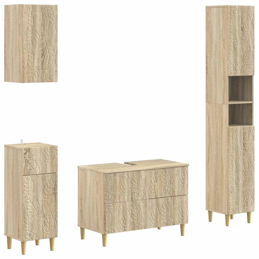 Set di Mobili da Bagno da 4 Pezzi DELFT Rovere Sonoma 3417947