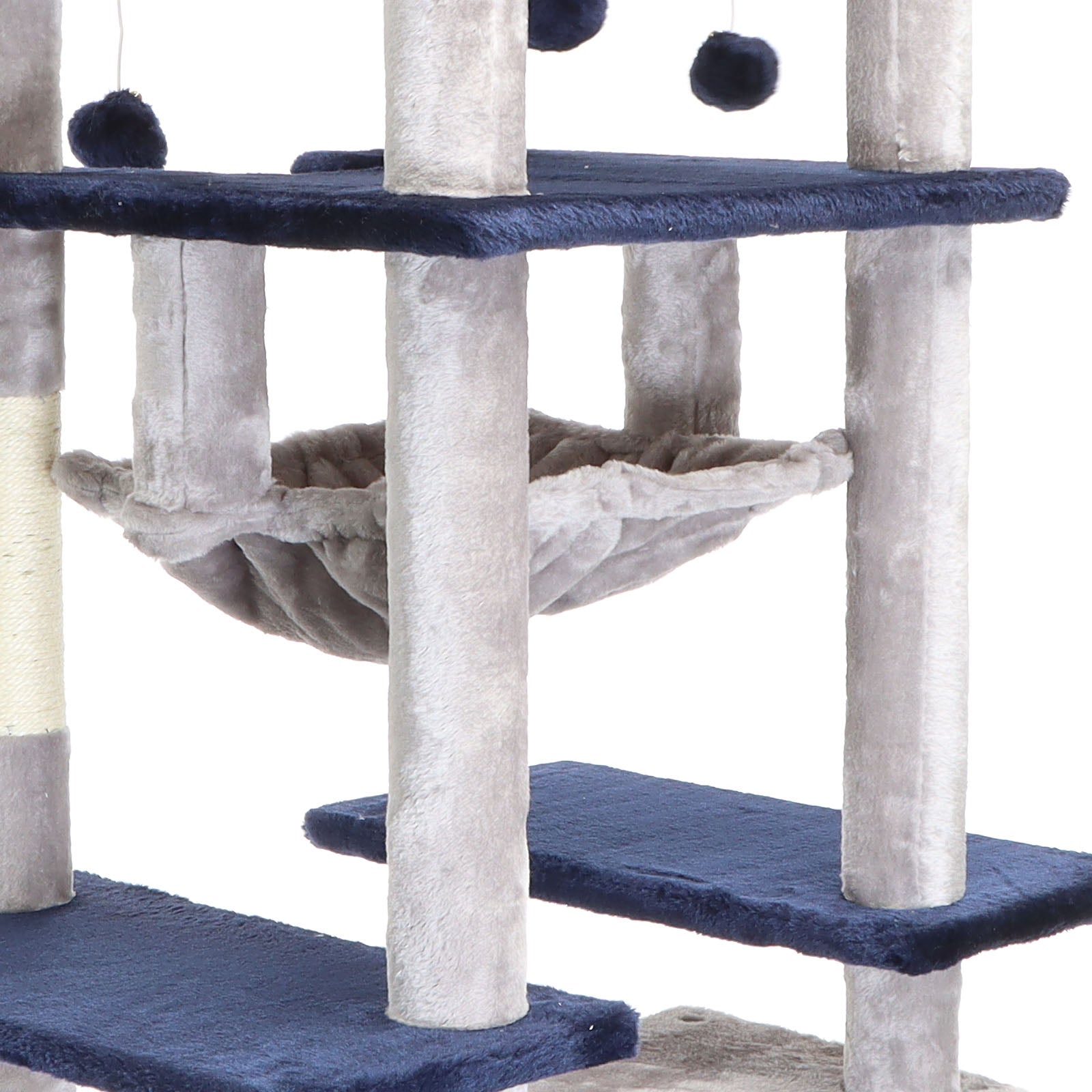 Fudajo Albero tiragraffi per gatti 134cm grigio chiaro, con casetta e amaca