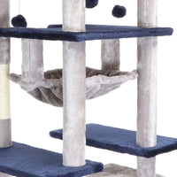 Fudajo Albero tiragraffi per gatti 134cm grigio chiaro, con casetta e amaca