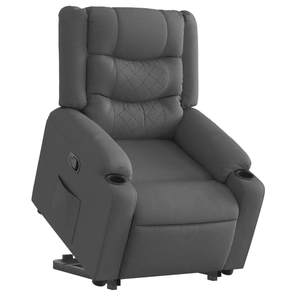 Poltrona Alzapersona Reclinabile Grigio Scuro in Tessuto 3206574