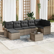 Set Divano da Giardino con cuscino 8 pcs Grigio Poly Rattan 3354128