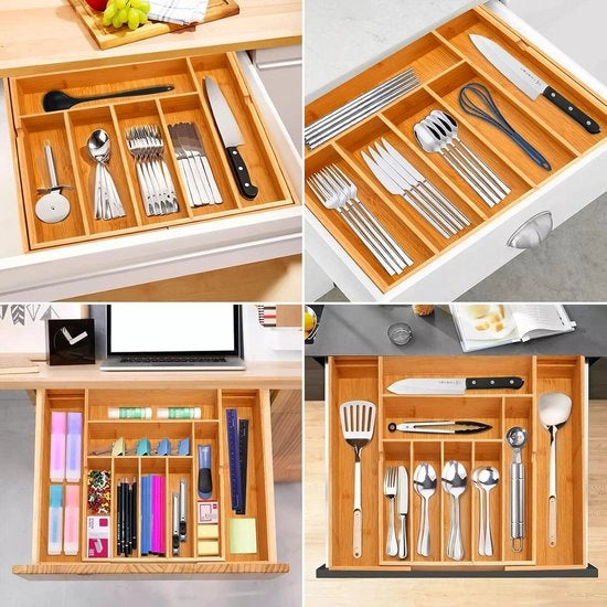 Organizzatore per teglie in legno estensibile fino a 9 contenitori - organizzatore per cucina per teglie in legno a scomparsa