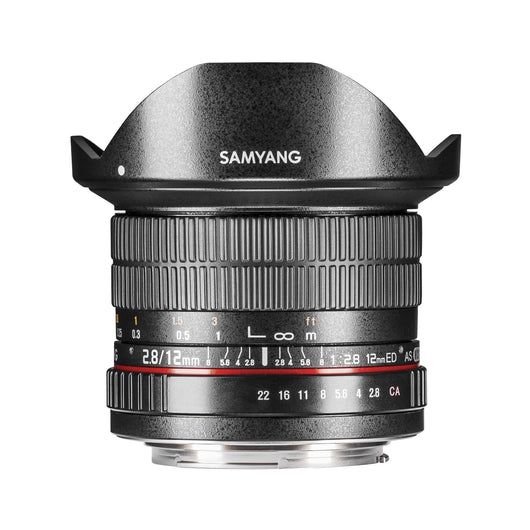 MF 12mm F2.8 Fisheye Canon EF - Angolo di campo di 180° - Alta velocità - Messa a fuoco manuale - Adatto per architettura, arte, paesaggio - Con borsa e coperchio di protezione