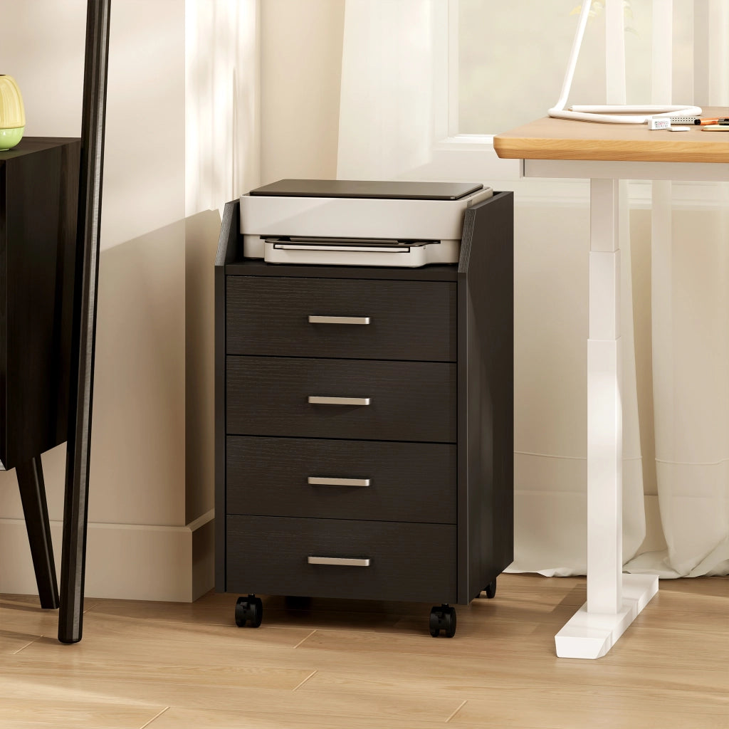Cassettiera con 4 Cassetti ¨C zephmum ¨C Legno Effetto Nero 40x36x65