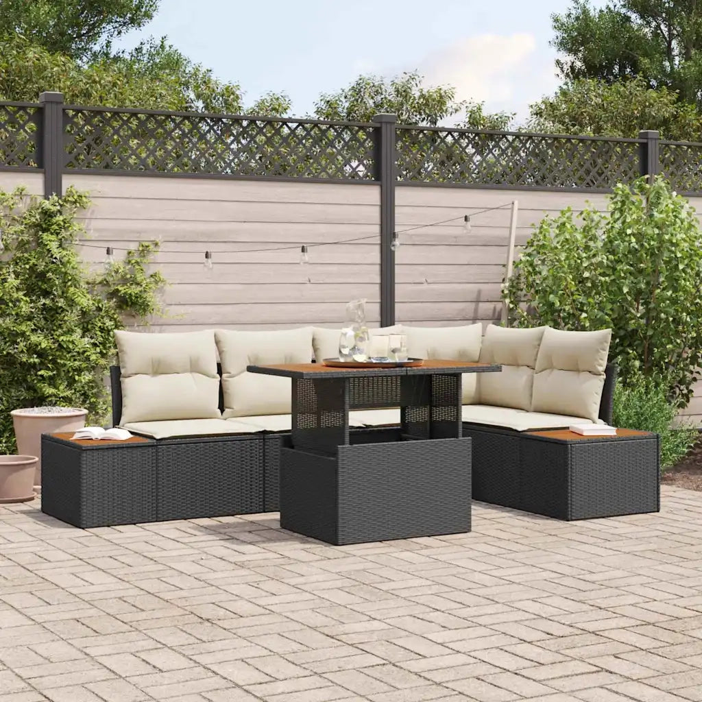 Set Divano da Giardino con archiviazione 6 pcs Nero Poly Rattan 3358806