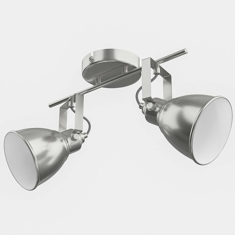 Lampadario Lampada 2 Luci Faretti Direzionabili Metallo Design Moderno E14 Silve