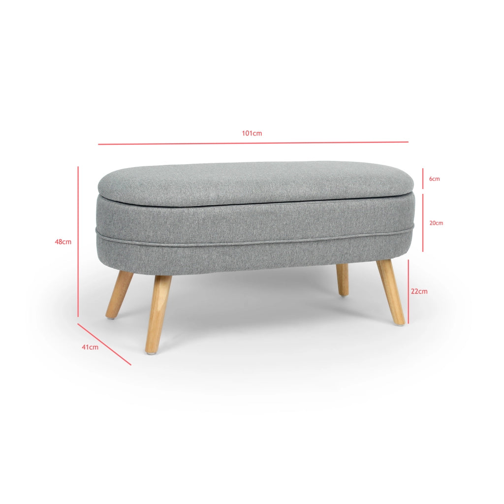 Panca contenitore Hispanohogar tessuto grigio con gambe Hispanohogar legno 48x101x41