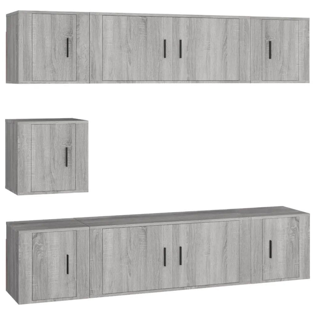vidaXL Set di Mobili Porta TV 7 pz Grigio Sonoma in Legno Multistrato