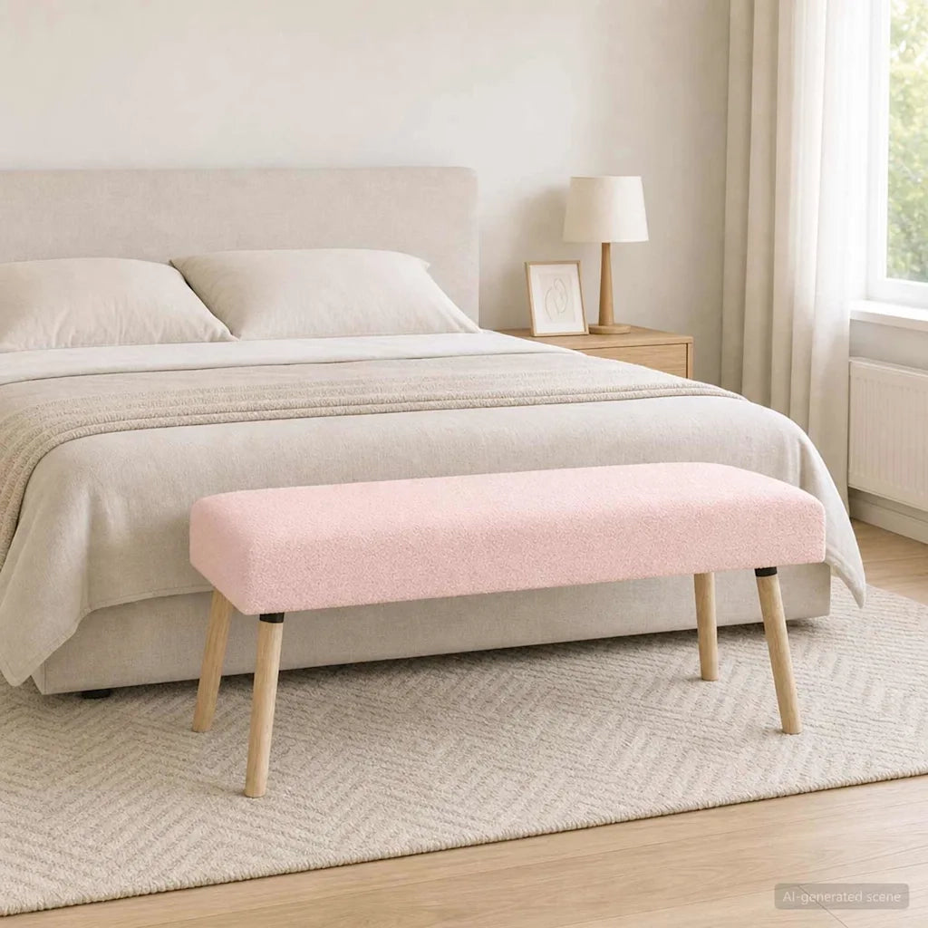 panchina Tinta unita Rosa 110 x 40 x 46 cm Bouclé 42038413