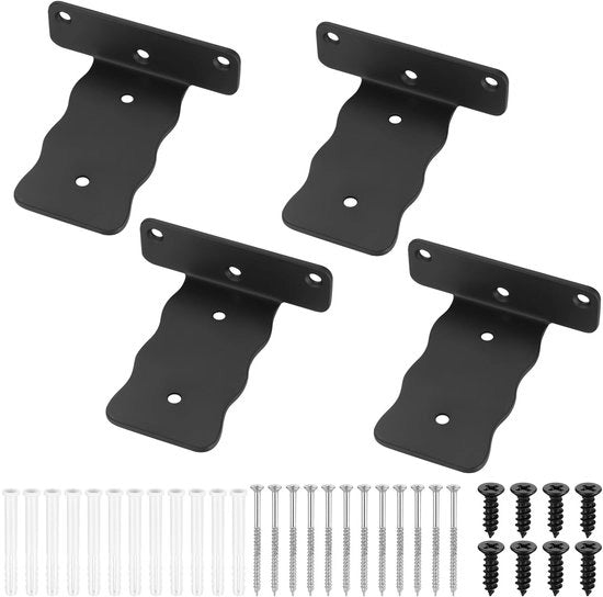 Supporti per tavole in metallo - Robusti supporti per tavole - Supporti per tavole con ganci di angolo - 100mm - Installazione semplice - Supporti per tavole con piedini