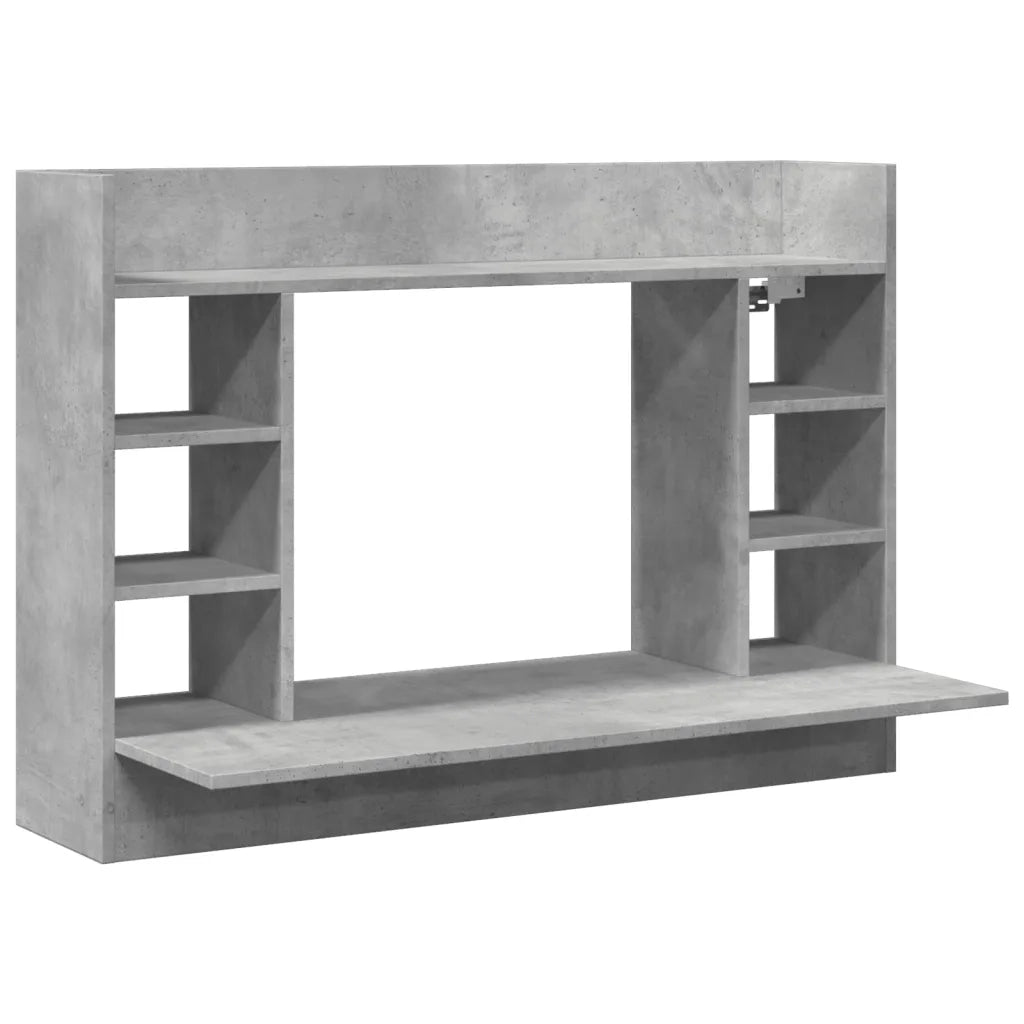Scrivania | Tavolo da Ufficio a Parete Grigio Cemento 105x48x75cm Legno Multistrato