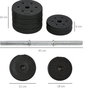 Set manubri da 30 kg in acciaio e PU nero per casa e palestra