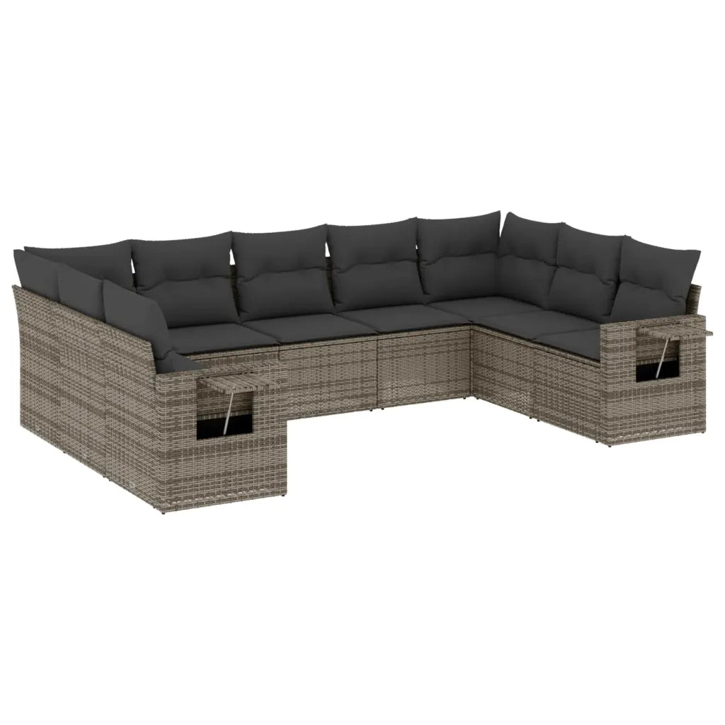 Set Divano da Giardino 9 pz con Cuscini Grigio in Polyrattan 3252937