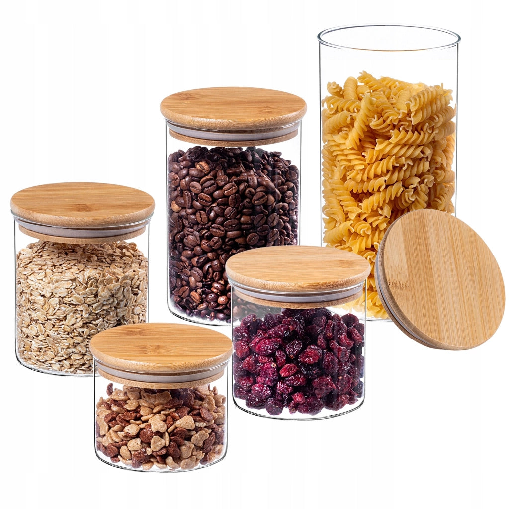 Set di 5 contenitori per alimenti in vetro KADAX, ermetici, ideali per la pasta.