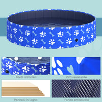 Piscina Rigida per Cani Taglia Grande Ø140x30 cm in PVC e Truciolare Blu