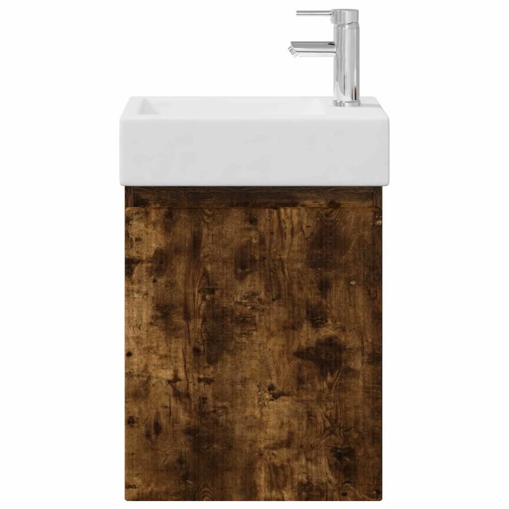 Mobile bagno con rubinetto Rovere Fumo 45,5 x 22,5 x 84 cm 889456