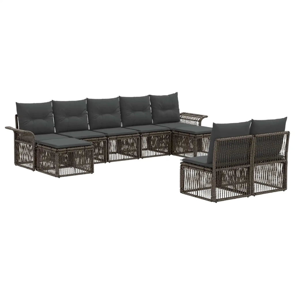 Set Divano da Giardino 9 pcs Grigio polyrattan 3434945