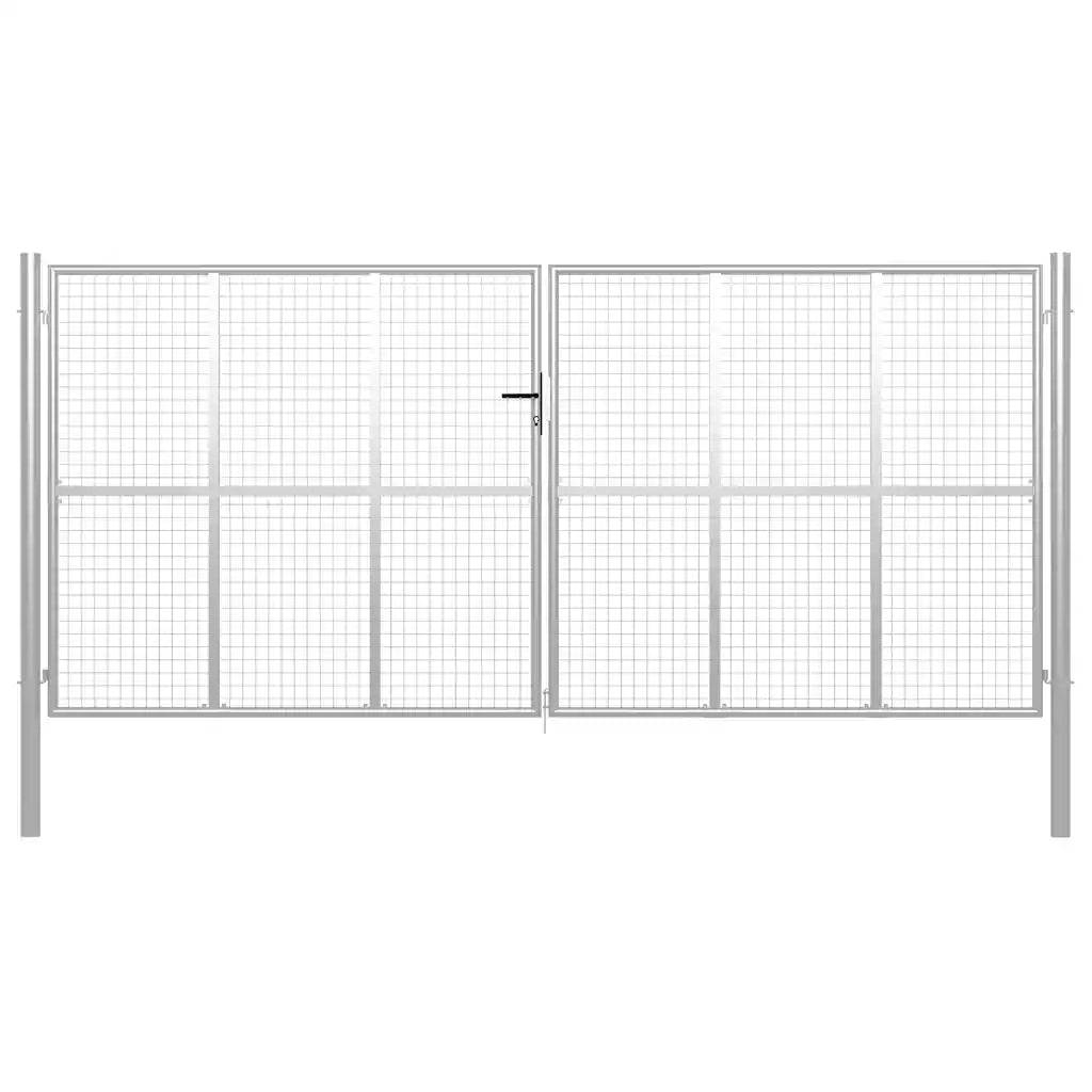 Cancello per Giardino in Acciaio Zincato 415x250 cm Argento cod mxl 58085